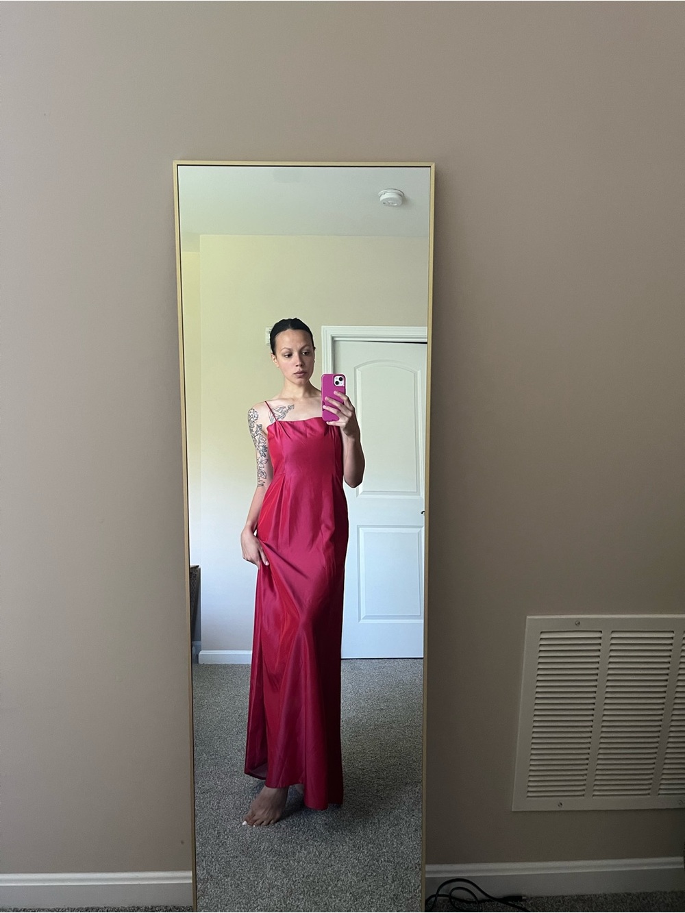 VTG Tahari 100% Silk Red and Pink Gown